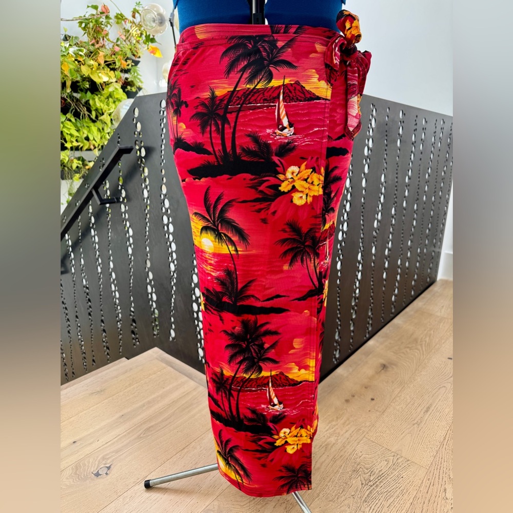 Tropical Sunset Print Wrap Skirt